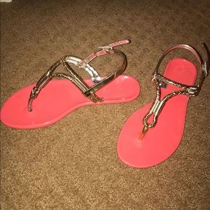 Gold & Coral Sandals